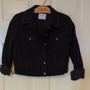 Old Navy Women's Black Denim Jacket Cropped